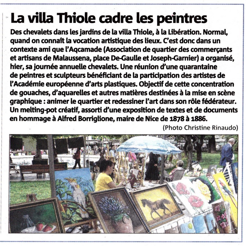coupure du journal Nice-Matin  relatant la journée chevalets 2013